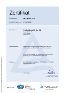 Bild des DIN EN ISO 9001:2015 Zertifikats - Standort Deutschland